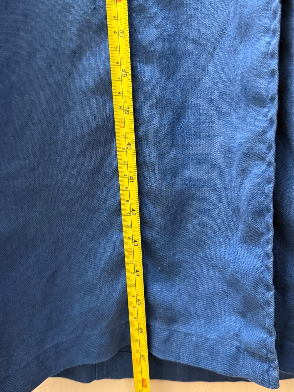 Vintage 90s Eddie Bauer 100% Linen Midi Dress XSP Coastal Grandma Blue Boho - Picture 8 of 9